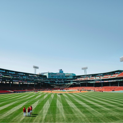 Fenway Park looking toward home plate from center field.