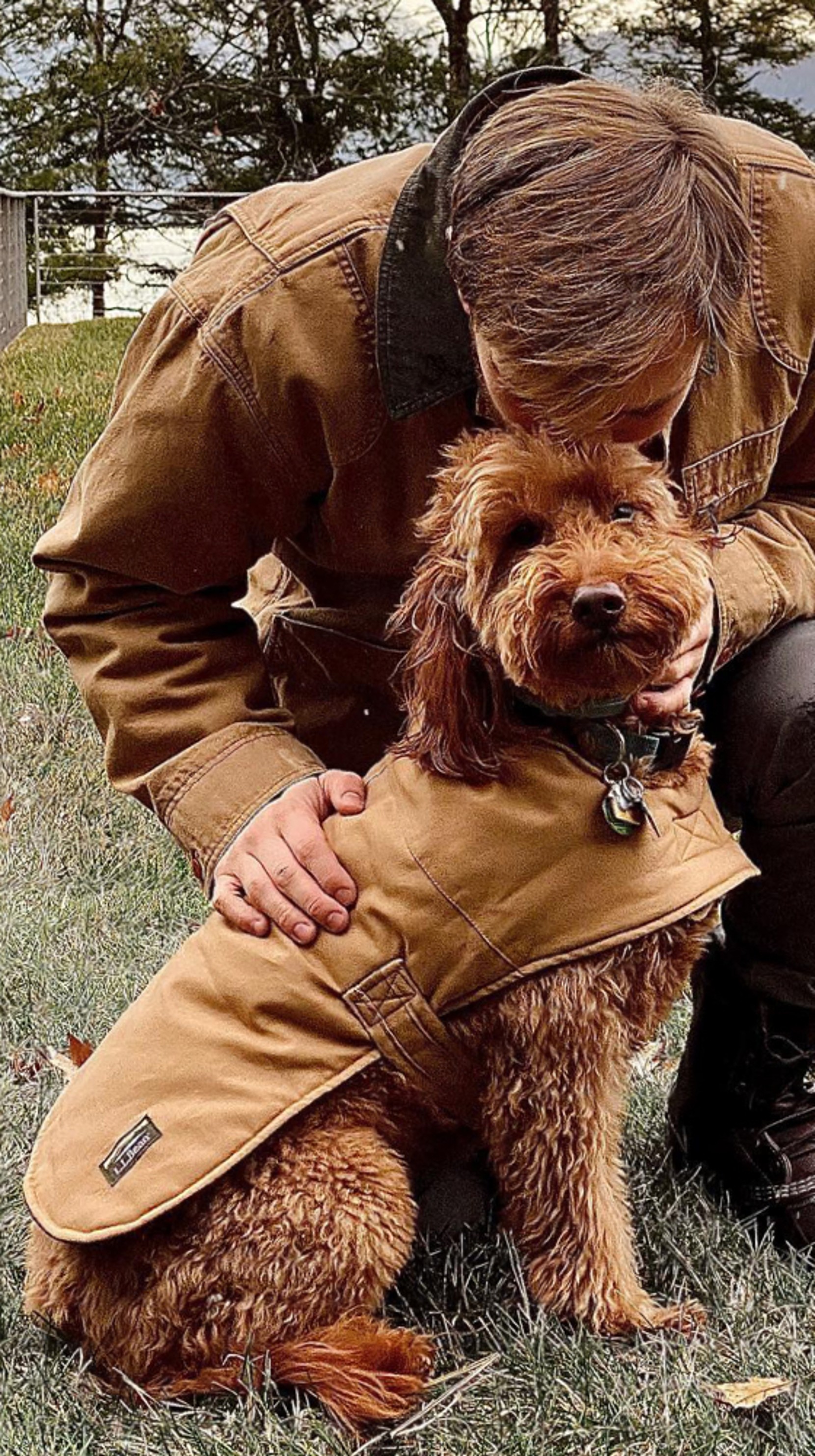 An overhead view of a L L Bean field coat .