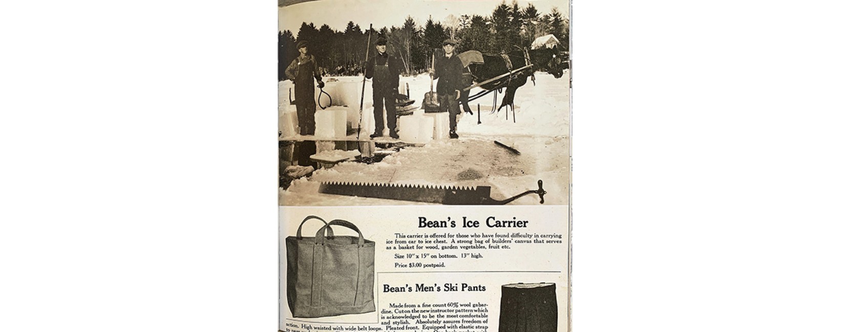 L.L.Bean Ice Carrier as featured in the 1944 Fall Catalog 