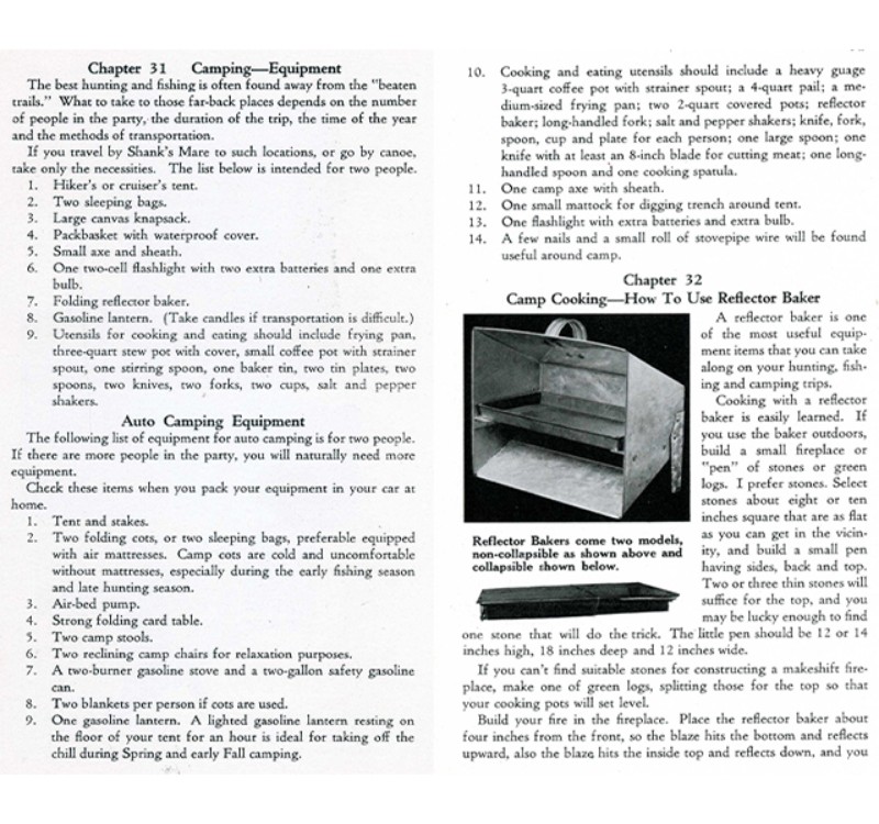 Pages from Leon Leonwood Bean's 1942 book, Hunting, Fishing and Camping.