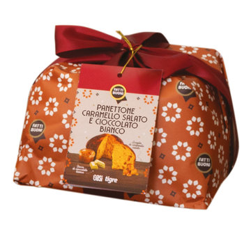 Panettone Caramello Salato e Cioccolato bianco Fatti Buoni 750gr