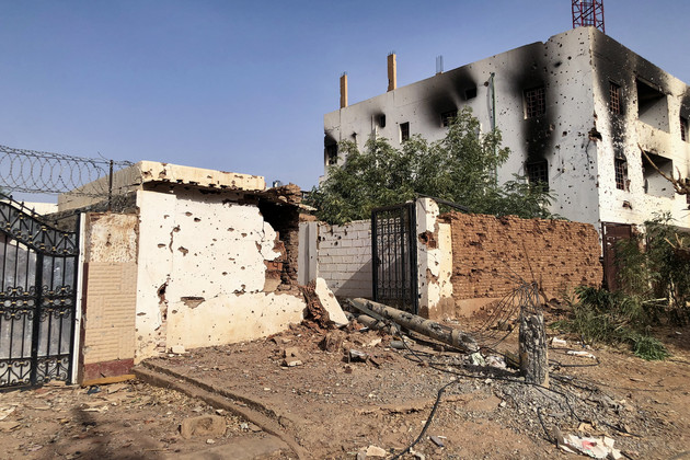  A damaged building is seen in Omdurman, Sudan, on May 30, 2024.  