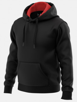 Redwolf Basics: Contrast Black - Hoodie (Red Inner Hood)