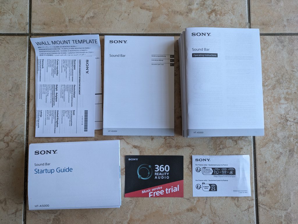 Anleitungen der Sony HT A5000 Soundbar