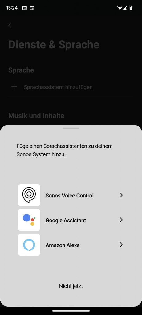 App, Sprachassistenten der Sonos Beam (Gen 2) Soundbar