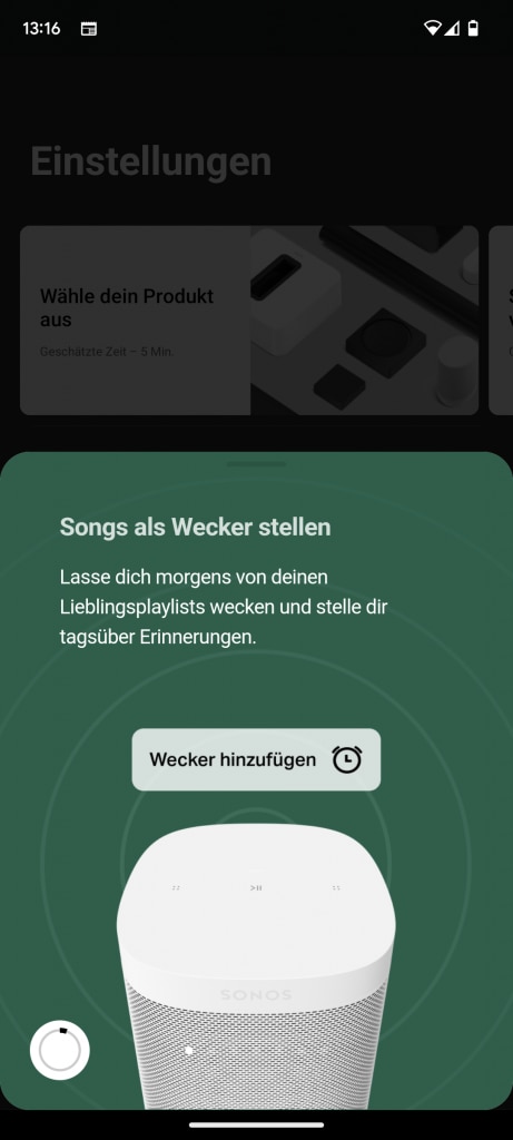 App, Weckereinstellungen der Sonos Beam (Gen 2) Soundbar
