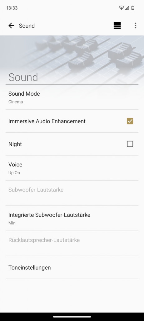 App der Sony HT A7000 Soundbar, Soundmodi