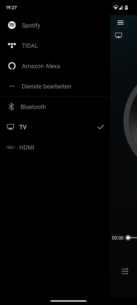 App der Yamaha True X Bar 50A Soundbar, Quellenauswahl