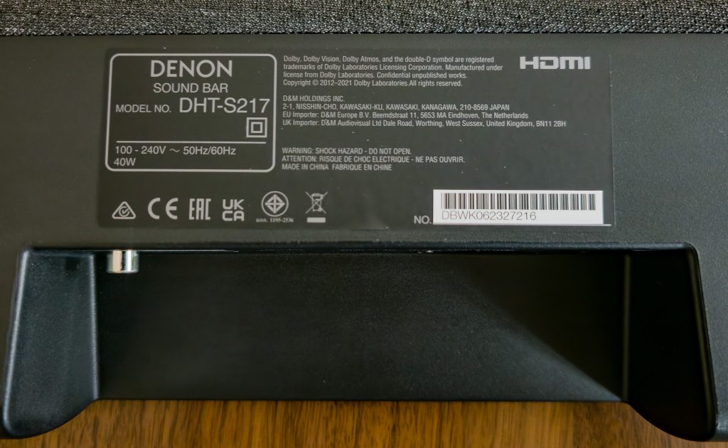 Denon DHT-S 217 Soundbar Detail Rückseite