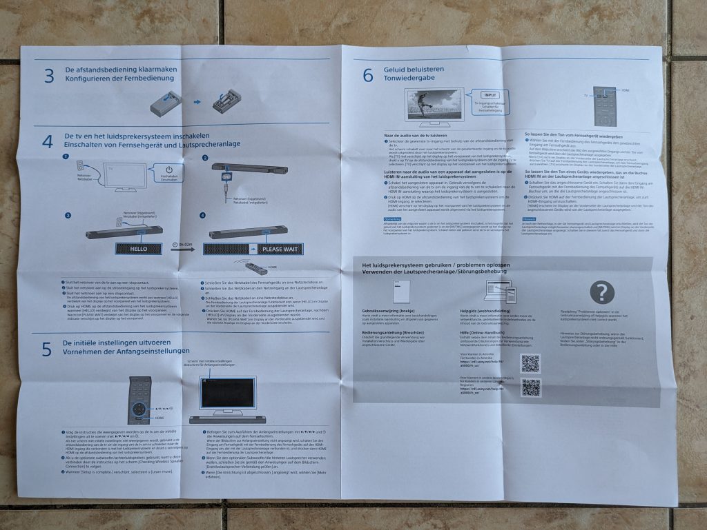 Kurzanleitung der Sony HT A5000 Soundbar von hinten