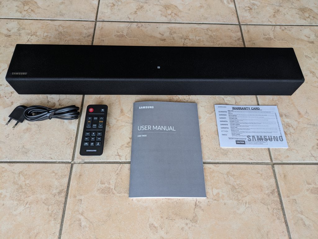 Lieferumfang der Samsung HW T400 Soundbar