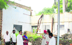 The collapsed room of Government Senior Secondary School for Girls in Phagwara. A Tribune Photograph