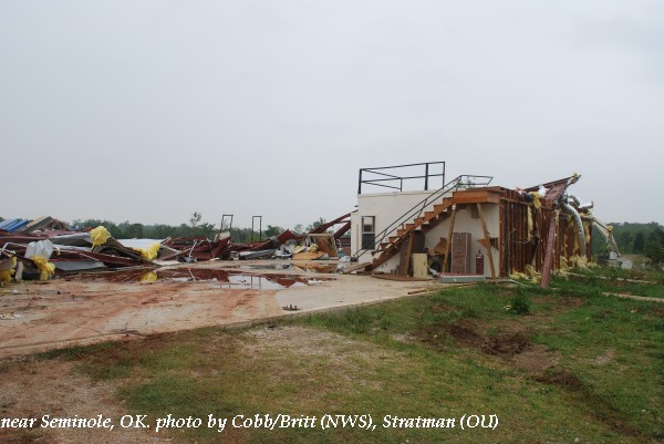 Home damage near Seminole, OK.