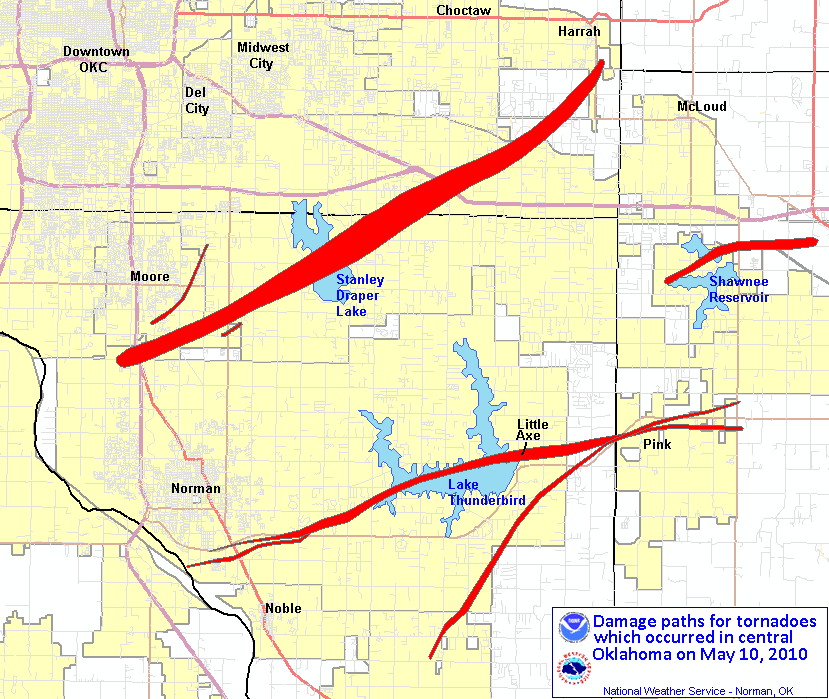 Close View of May 10, 2010 Lake Draper and Norman Area Tornadoes