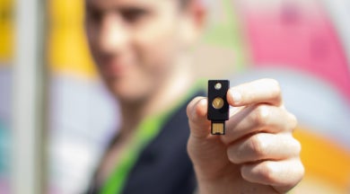 Man holding YubiKey